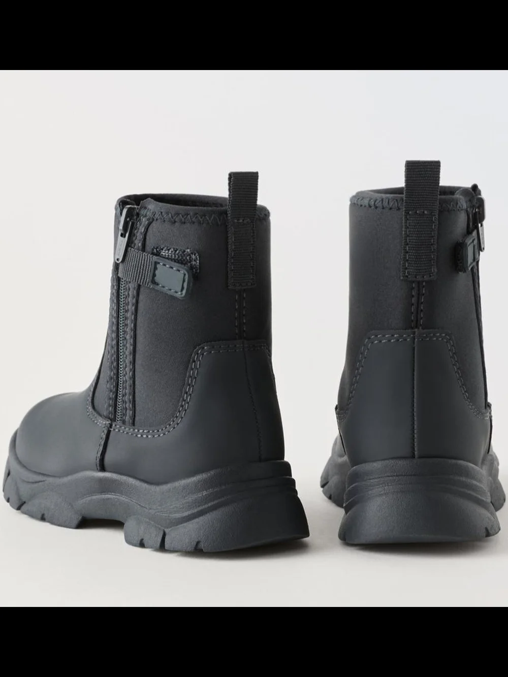 Zara Kids Black Zipper Boots [Unisex]
